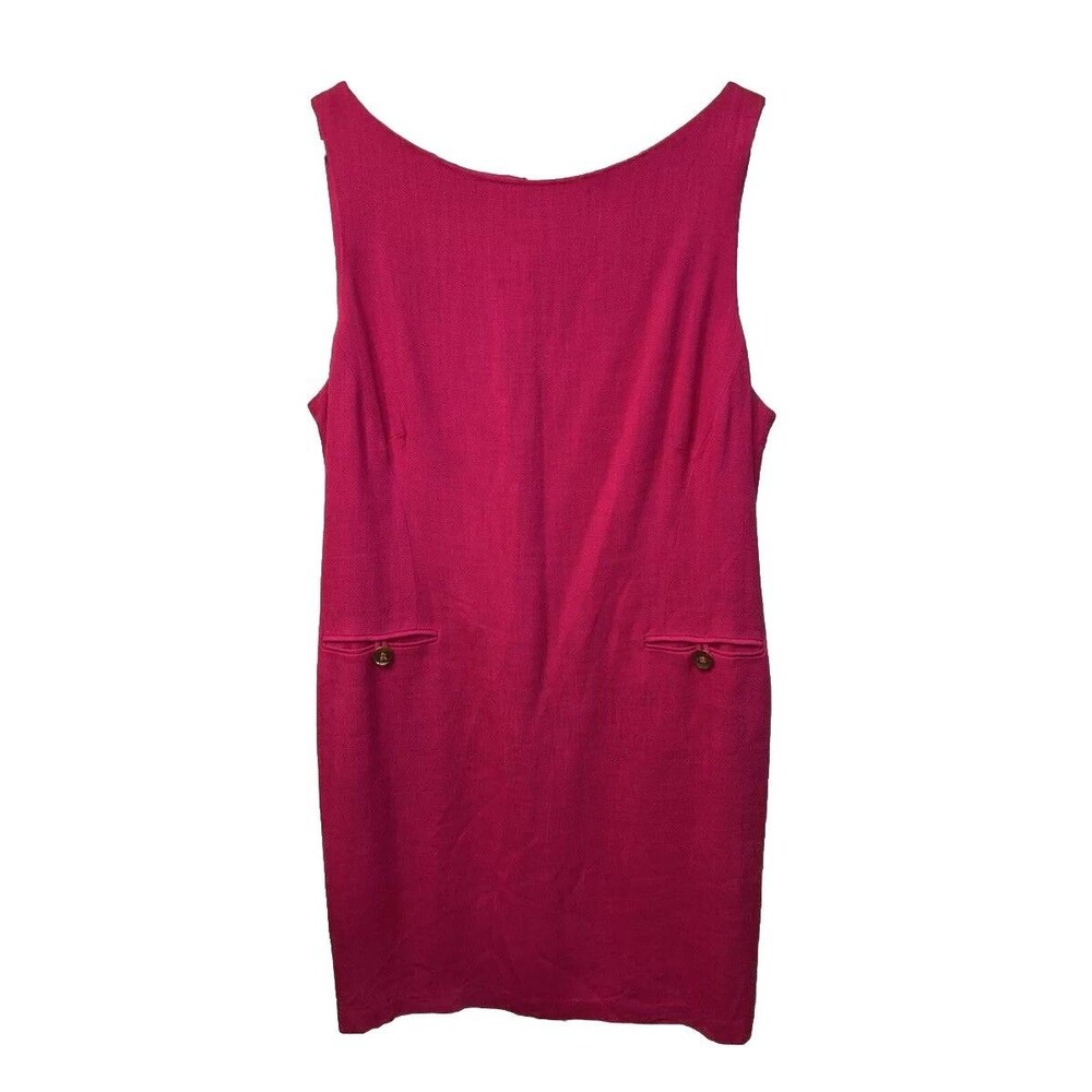 David Warren Pink Sleeveless Dress 14 Zip Lined Slit Pockets Buttons Women USA